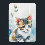 Kitten i en Blommigt Blomsterträdgård iPad Mini Skydd<br><div class="desc">Den här hjärtslitande bilden visar en hedervärd kattunge med slående blå ögon och en blandning av svart, vitt och orange päls. Den mjuka, vattenfärgsliknande bakgrunden, med sin blandning av blå och vita nyanser, förbättrar den drömmande atmosfären. Kattens nyfikna gaze och avslappnad ställning tillför oskuld och charm, skapar den här scenen...</div>