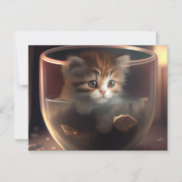 Kitten i en genomskinlig tekopp - KAT-vykort Vykort