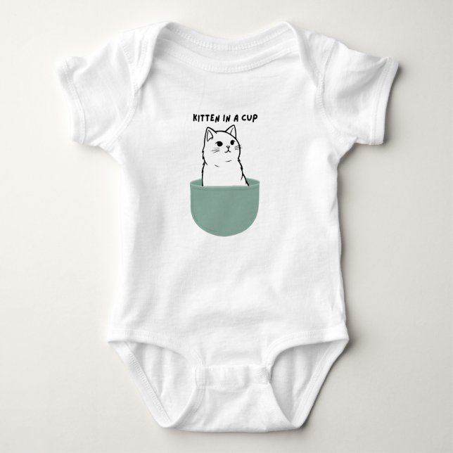 Kitten i en Kopp Snack T Shirt (Framsida)