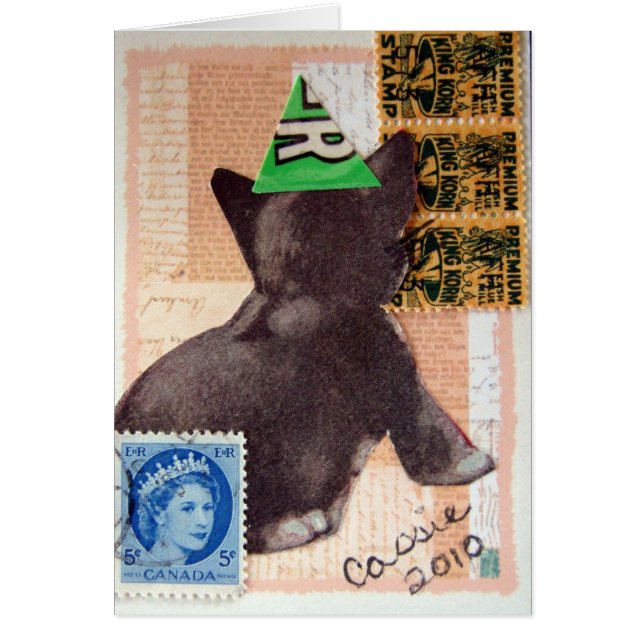 Kitten i en Party Hat Collage Hälsningskort (Framsidan)