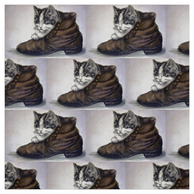Kitten i en Shoe Tyg (Provkarta)