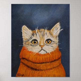 Kitten i en sötare - fin konsthandling för kattöve poster