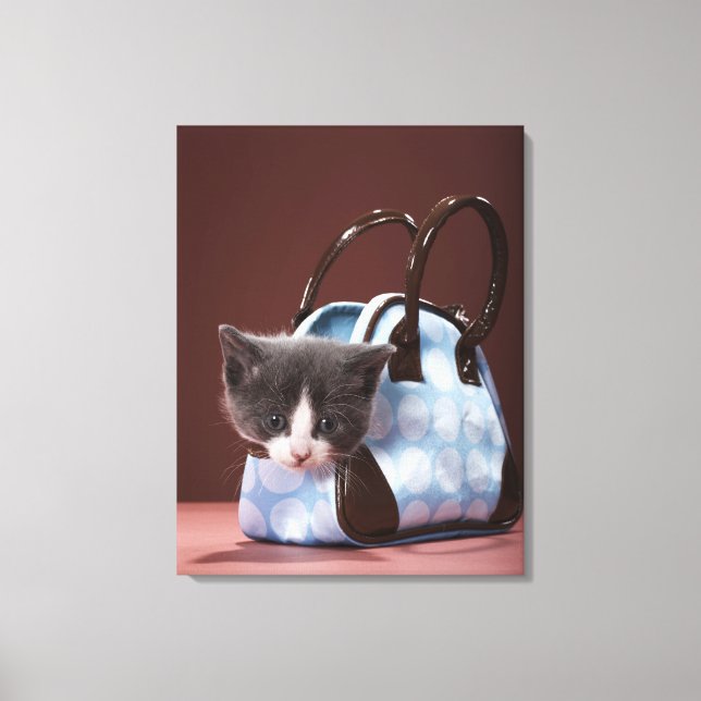 Kitten i handväska canvastryck (Framsida)