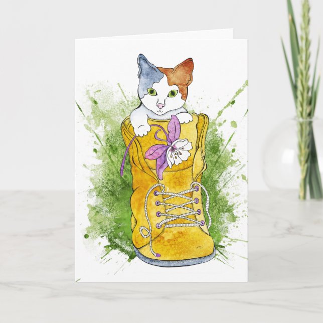 Kitten i Hiking Boot Kort (Framsida)