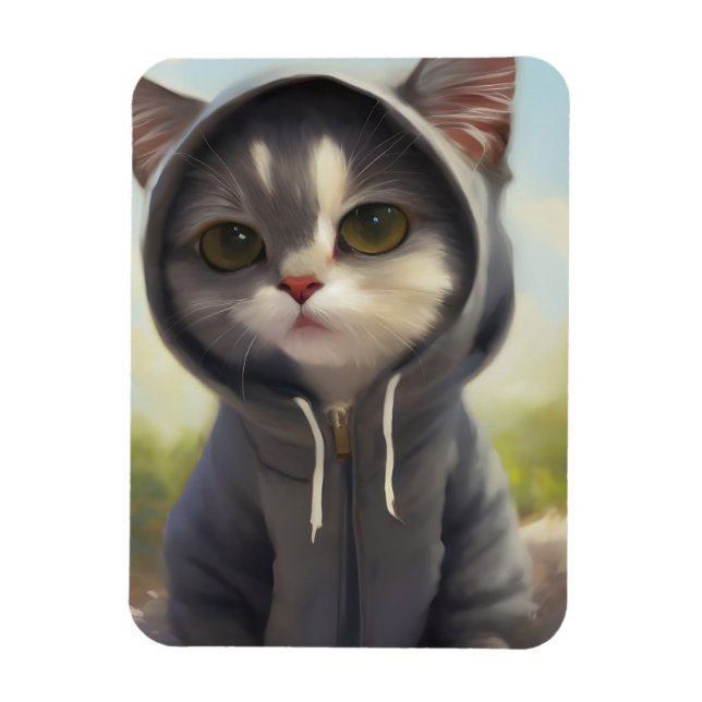 Kitten i Hoodie Magnet (Vertikal)