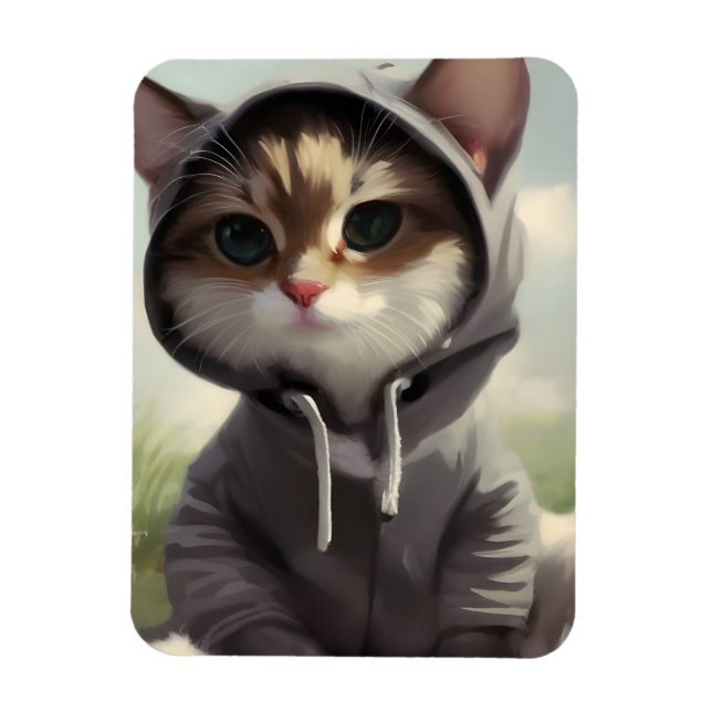 Kitten i Hoodie Magnet (Vertikal)
