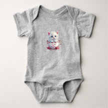 Kitten i Kopp Rosa Flowers Baby Bodykosti