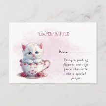 Kitten i Kopp Rosa Flowers Baby Shower