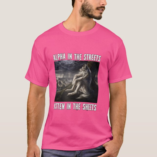 Kitten i Lakan-Vargen, Mem i den berömda Alpha Wer T Shirt (Framsida)
