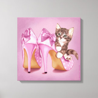 Kitten i lila sko canvastryck