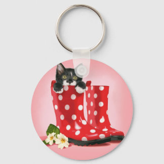 Kitten i Rainboots Nyckelring