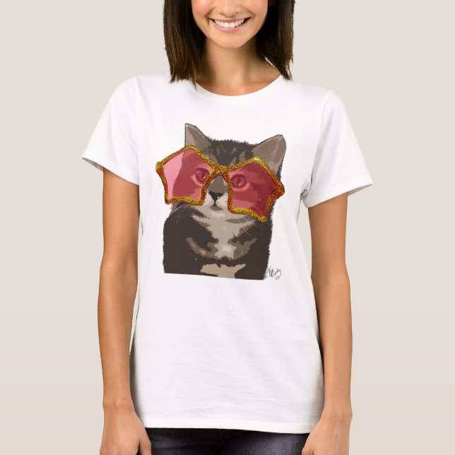 Kitten i Star Sunglasses T-shirt (Framsida)
