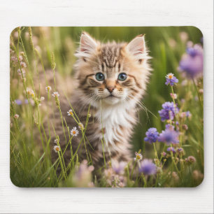 Kitten i Wildblomma Fält Musmatta