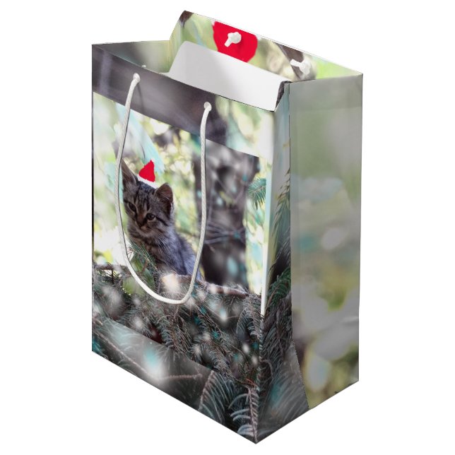 Kitten Jultid Gift Bag - Medium, Matte (Framsidan Vinklad)
