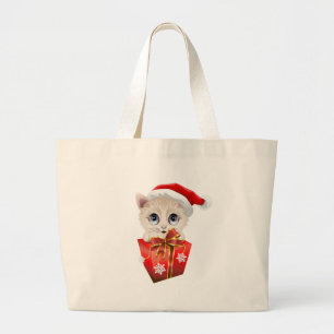 Kitten jultomten med Gift Jumbo Tygkasse