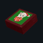 Kitten jultomten med Gift Minnesask<br><div class="desc">Cute Kitten Santa med stort blått Öga med stor röd julklapp</div>