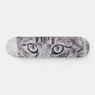 Kitten Kärlek Cute Kattunge med ljusblå Öga Mini Skateboard Bräda 18,5 Cm