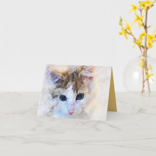 Kitten Kärlek Kort (Gul blomma)