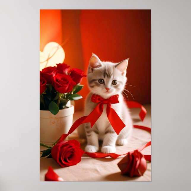 Kitten Kärlek Tender Romantic Bevackert Gift Poster (Framsidan)