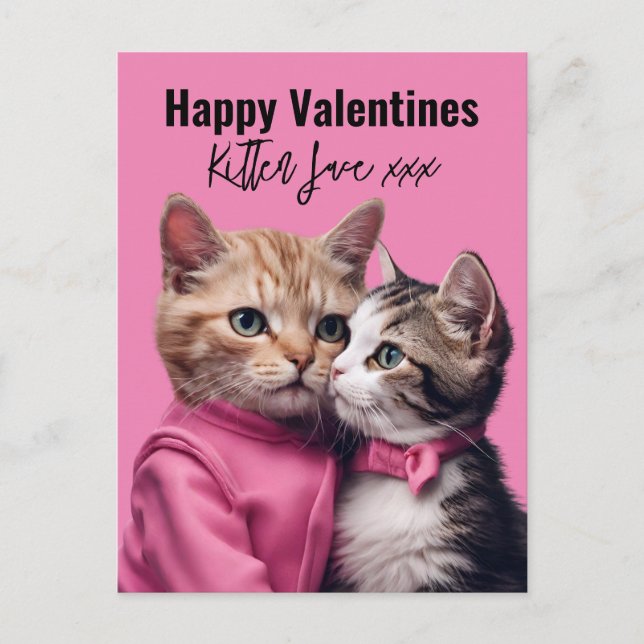 Kitten kärlek Valentine-kattlover ägare päls baby Vykort (Framsida)