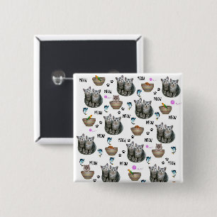 Kitten Kat Meow Square-knapp Knapp