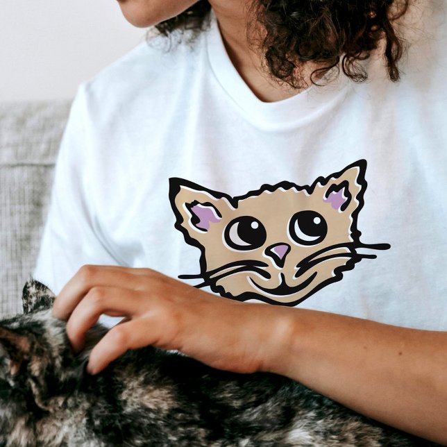 Kitten/kattens ansikte söta lycklig-t-shirt tröja (Skapare uppladdad)