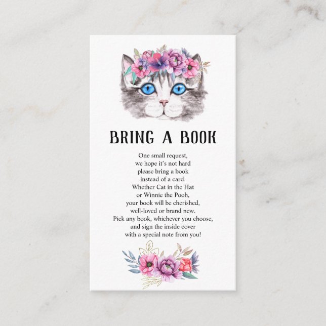 Kitten Kattunge Rosa Blommigt Bokar för Baby Tilläggskort (Framsida)