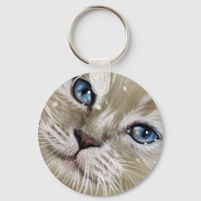 Kitten Kitten Cat Ansikte Keychain Nyckelring (Framsida)