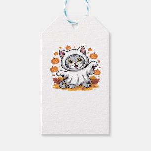 Kitten klädd som ett spöke för Halloween Classic T Presentetikett
