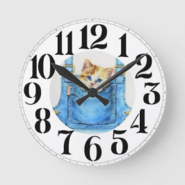 Kitten klockan rund klocka