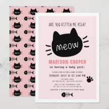 Kitten Me Höger Meow Rosa Girl Baby Shower