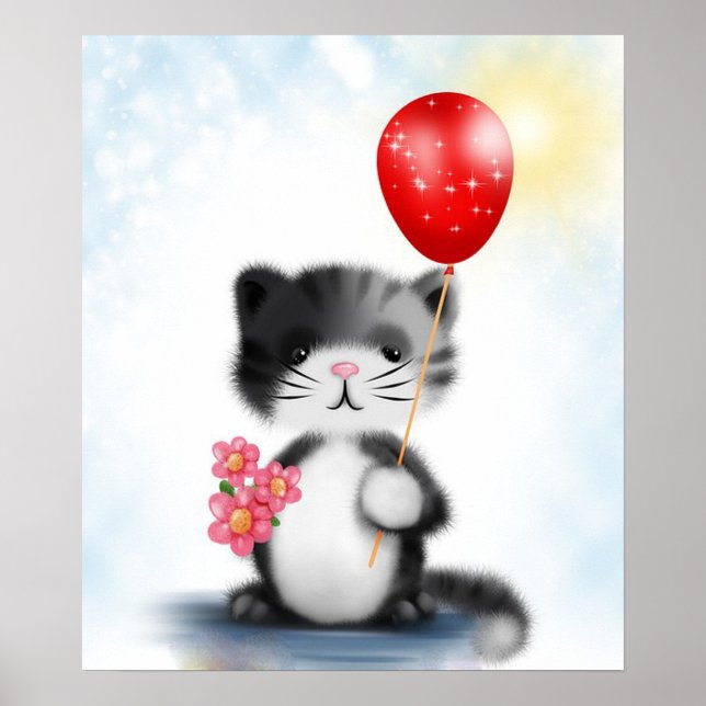 Kitten med Balloon Poster (Framsidan)
