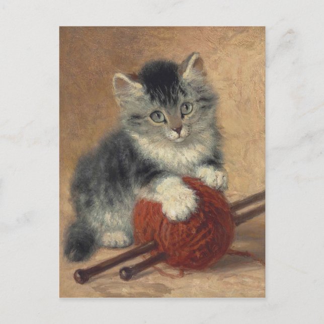 Kitten med boll av ull CC0194 Ronner-Knip Vykort (Framsida)