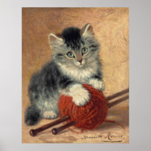 Kitten med boll av ull CC1172 Ronner-Knip Poster