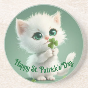 Kitten med en Shamrock Sandstone Underlägg