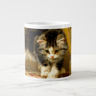 Kitten med färg och penslar jumbo mugg