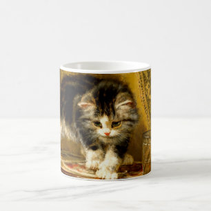 Kitten med färg och penslar magisk mugg