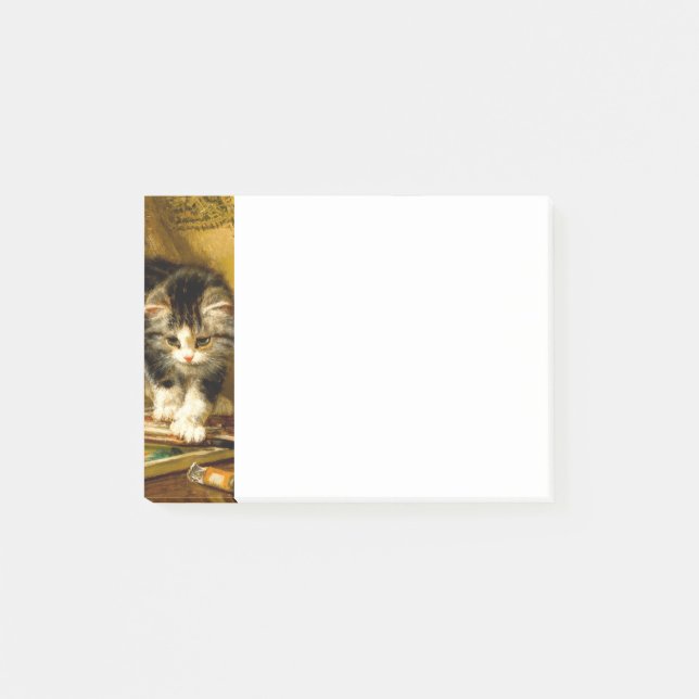 Kitten med färg och penslar post-it block (Framsida)