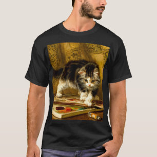 Kitten med färg och penslar t shirt