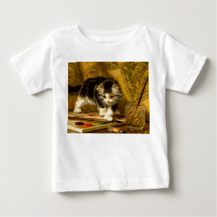 Kitten med färg och penslar t shirt