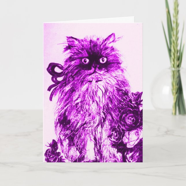KITTEN MED LILA RO födelsedag Kort (Framsida)