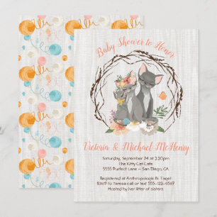 Kitten med Mamma och pappa Baby Shower Inbjudan