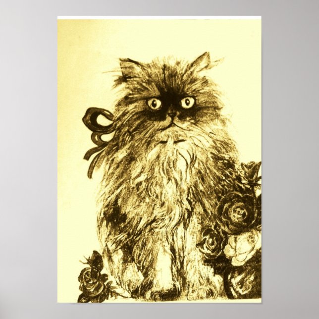 KITTEN MED RO, brun Gult och vit Poster (Framsidan)