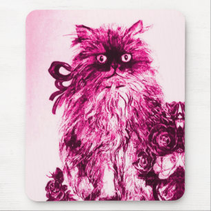 KITTEN MED RO,Rosa Fuchsia Vattfärgsfärg Musmatta