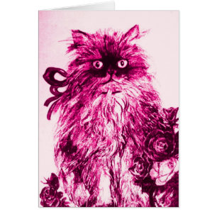 KITTEN MED RO,Rosa Fuchsia White Hälsningskort