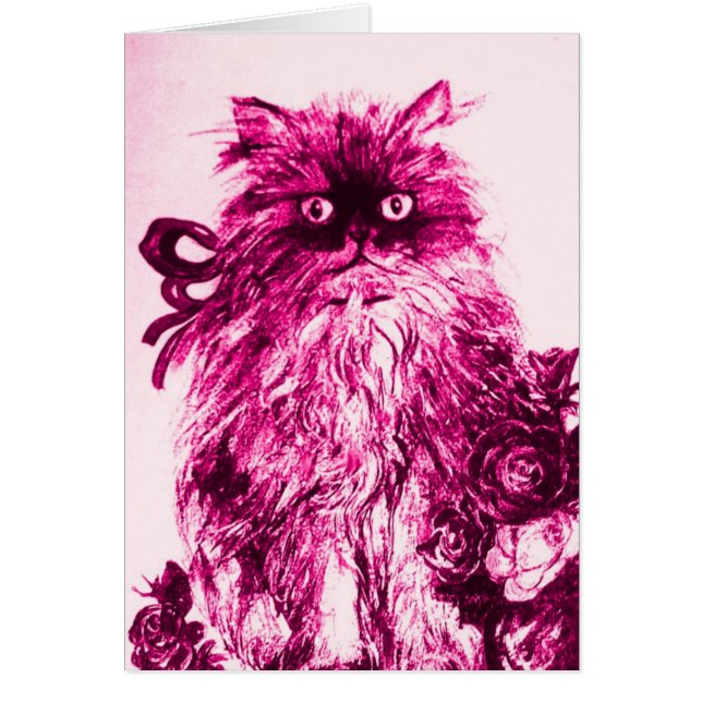 KITTEN MED RO,Rosa Fuchsia White Hälsningskort (Framsidan)