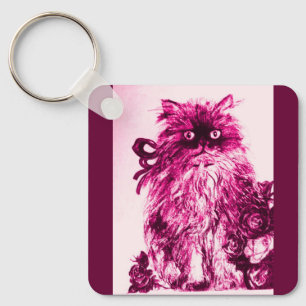 KITTEN MED RO,Rosa Fuchsia White Nyckelring