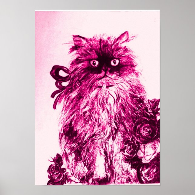 KITTEN MED RO,Rosa Fuchsia White Poster (Framsidan)