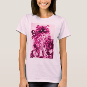 KITTEN MED RO,Rosa Fuchsia White T-Shirt