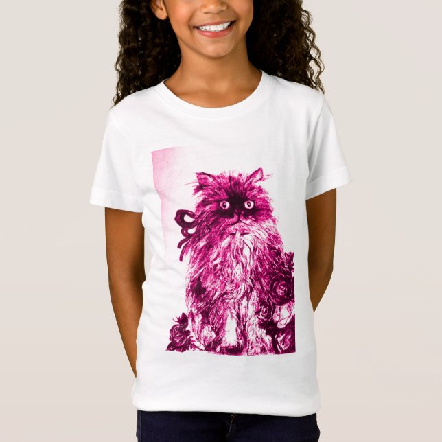 KITTEN MED RO,Rosa Fuchsia White T-shirt (Framsida)